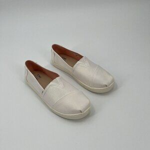 Toms Classic Youth Size 6 White Iridescent Woven Slip On Shoes NEW WITHOUT TAGS